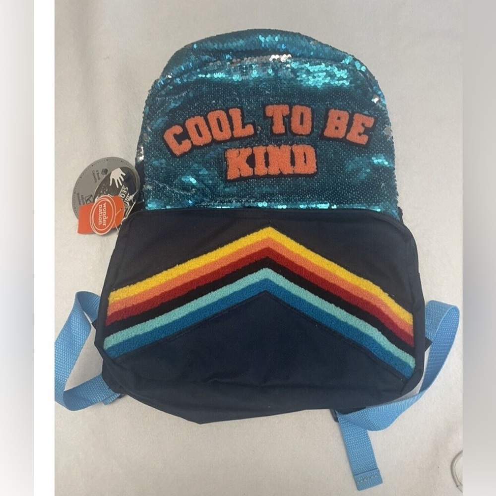NW Sequins swipe up and down girls bookpack with pockets on the side for bottles